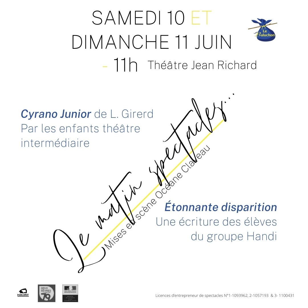 Spectacle enfant Cyrano junior Luc Girerd et Etonnante disparition du groupe "handis"des Ateliers du Baluchon au théâtre Jean Richard