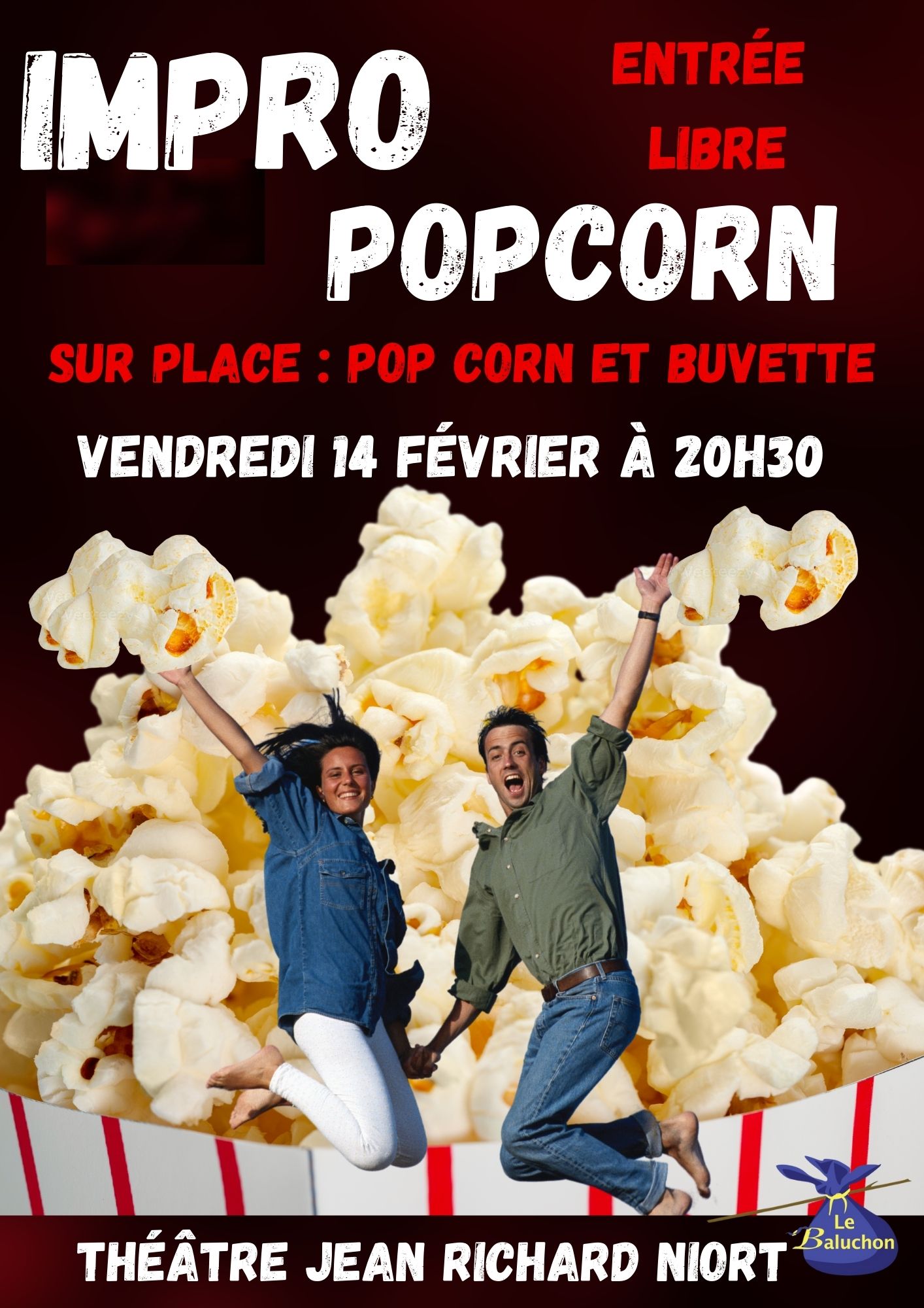 Improvisation pop corn Baluchon théâtre jean Richard Niort